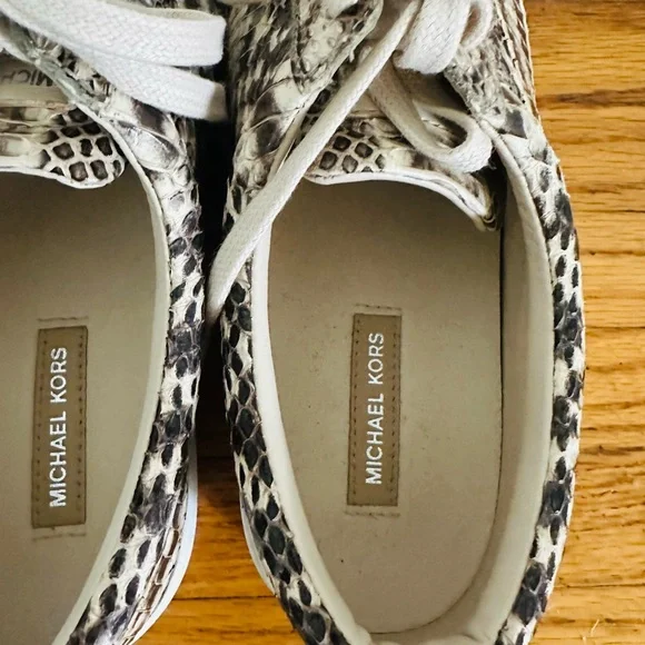 Michael Kors Snake Print Sneakers - Black and Cream - Picture 3 of 10